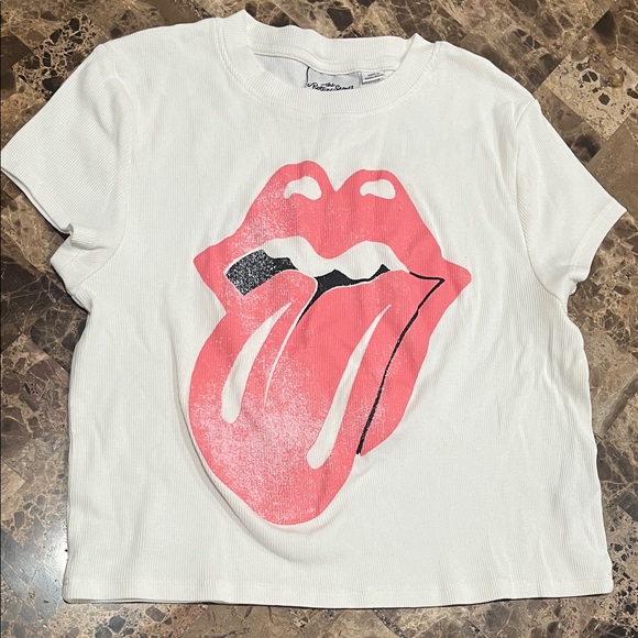 NWOT The Rolling Stones White and Red Tongue T-Shirt - Stretchy Material - Picture 1 of 3